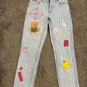 Teddy Fresh Light Blue Jeans with Colorful Patches